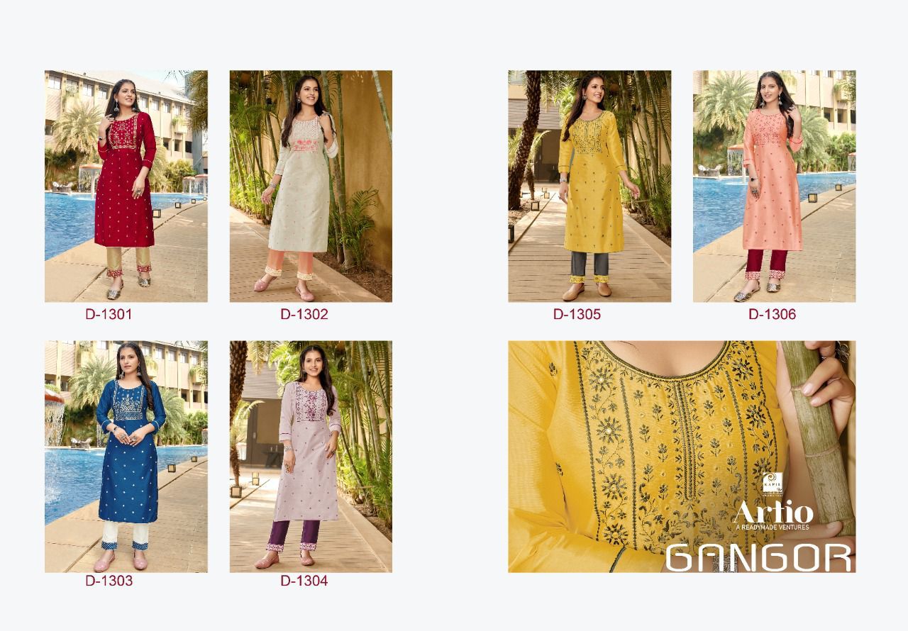 Kapil Artio Gangor Ethnic Wear Cotton Designer Kurti With Bottom Collection